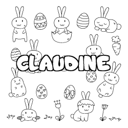 Coloring page first name CLAUDINE - Easter background