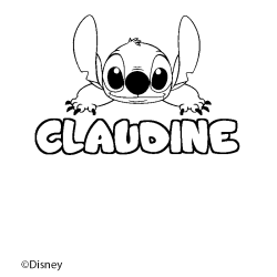 Coloring page first name CLAUDINE - Stitch background