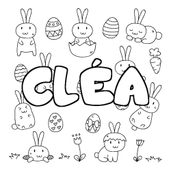 Coloring page first name CLÉA - Easter background