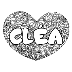 Coloring page first name CLÉA - Heart mandala background