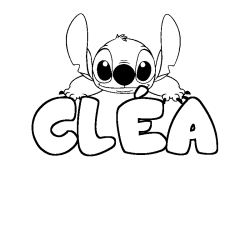 Coloring page first name CLÉA - Stitch background