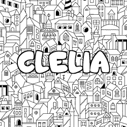 Coloring page first name CLELIA - City background