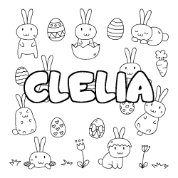 Coloring page first name CLELIA - Easter background