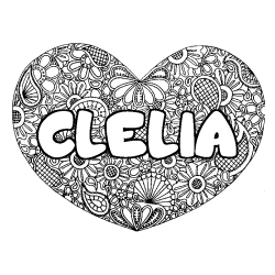 Coloring page first name CLELIA - Heart mandala background