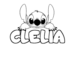 Coloring page first name CLELIA - Stitch background