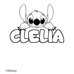 Coloring page first name CLELIA - Stitch background