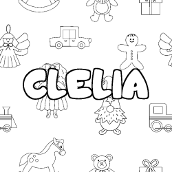 Coloring page first name CLELIA - Toys background