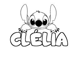 Coloring page first name CLÉLIA - Stitch background