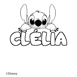 Coloring page first name CLÉLIA - Stitch background