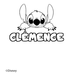 Coloring page first name CLÉMENCE - Stitch background