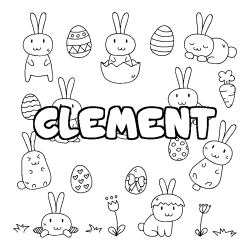 Coloring page first name CLEMENT - Easter background