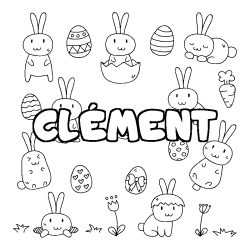 Coloring page first name CLÉMENT - Easter background