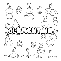 Coloring page first name CLÉMENTINE - Easter background