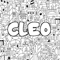 Coloring page first name CLEO - City background