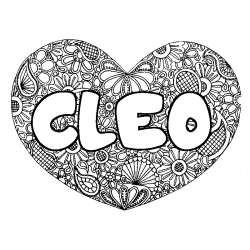 Coloring page first name CLEO - Heart mandala background