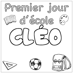 Coloring page first name CLÉO - School First day background