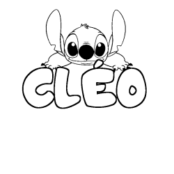 Coloring page first name CLÉO - Stitch background