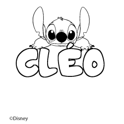 Coloring page first name CLÉO - Stitch background