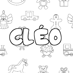Coloring page first name CLÉO - Toys background