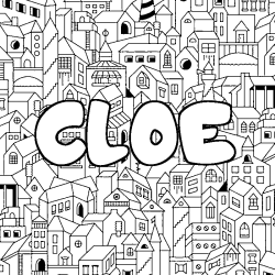 Coloring page first name CLOE - City background
