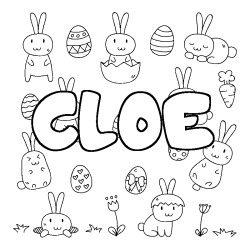Coloring page first name CLOE - Easter background