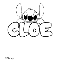 Coloring page first name CLOE - Stitch background