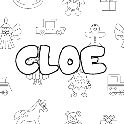 Coloring page first name CLOE - Toys background