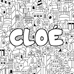 Coloring page first name CLOÉ - City background