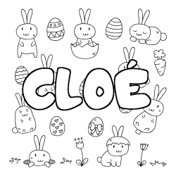 Coloring page first name CLOÉ - Easter background