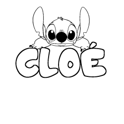 Coloring page first name CLOÉ - Stitch background
