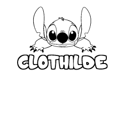 Coloring page first name CLOTHILDE - Stitch background