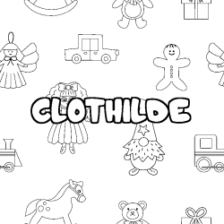 Coloring page first name CLOTHILDE - Toys background