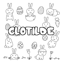 Coloring page first name CLOTILDE - Easter background