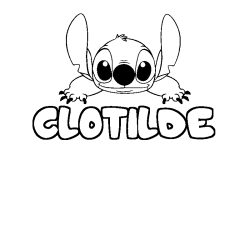 Coloring page first name CLOTILDE - Stitch background