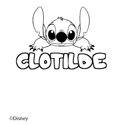 Coloring page first name CLOTILDE - Stitch background