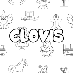 Coloring page first name CLOVIS - Toys background