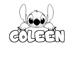 Coloring page first name COLEEN - Stitch background