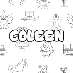 Coloring page first name COLEEN - Toys background