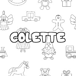 Coloring page first name COLETTE - Toys background