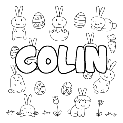Coloring page first name COLIN - Easter background