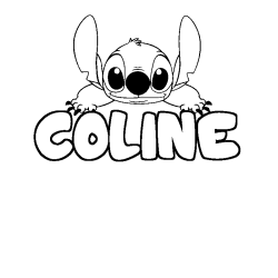 Coloring page first name COLINE - Stitch background
