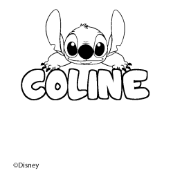 Coloring page first name COLINE - Stitch background