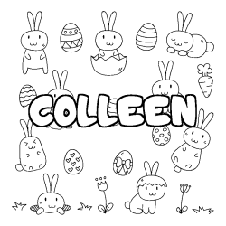 Coloring page first name COLLEEN - Easter background