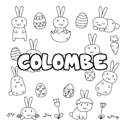 Coloring page first name COLOMBE - Easter background