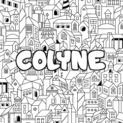 Coloring page first name COLYNE - City background