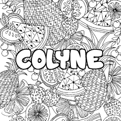 Coloring page first name COLYNE - Fruits mandala background