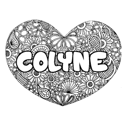 Coloring page first name COLYNE - Heart mandala background
