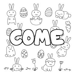 Coloring page first name COME - Easter background