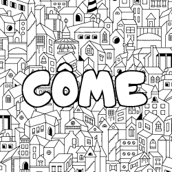 Coloring page first name CÔME - City background