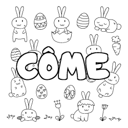 Coloring page first name CÔME - Easter background